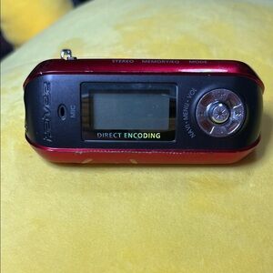 Red Portable MP3/Voice Player with Direct Encoding and Built-In Mic